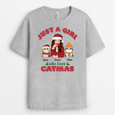 1442AUK2 personailsed just a woman who loves catmas t shirt