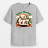 1446AUK2 personalised meowy christmas with cookie house t shirt