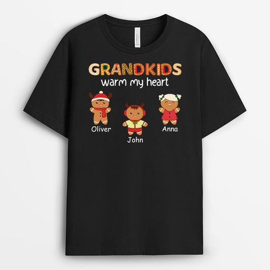 1472AUK1 personalised grandkids warm my heart t shirt