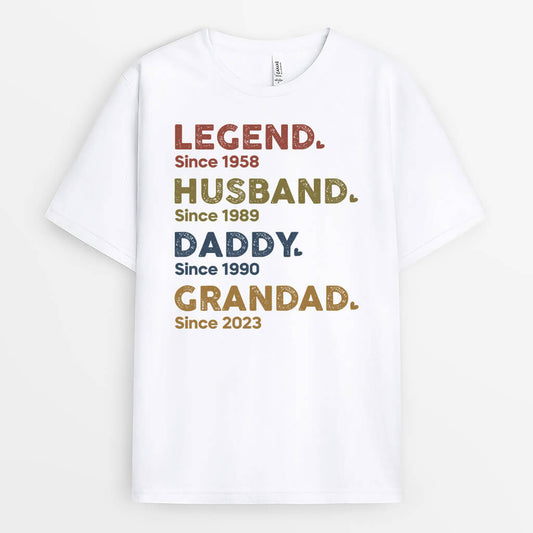 1503AUK1 Personalised Legend Husband Daddy And Grandad Since T shirt