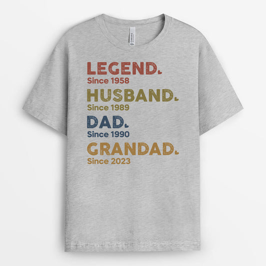 1503AUK2 Personalised Legend Husband Daddy And Grandad Since T shirt