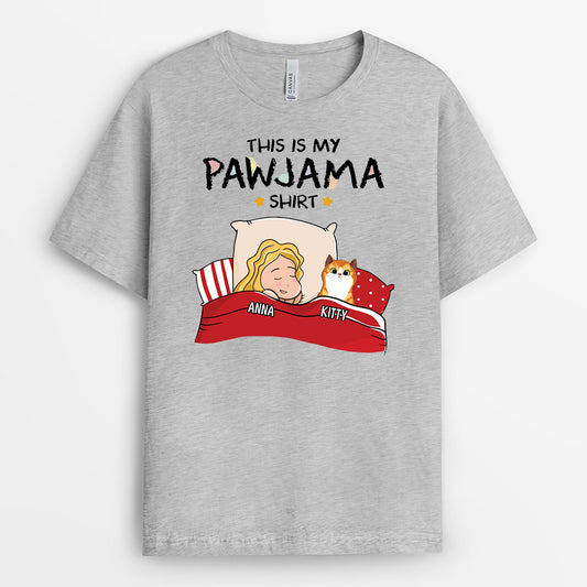 1530AUK1 personalised this is my cat pawjama t shirt