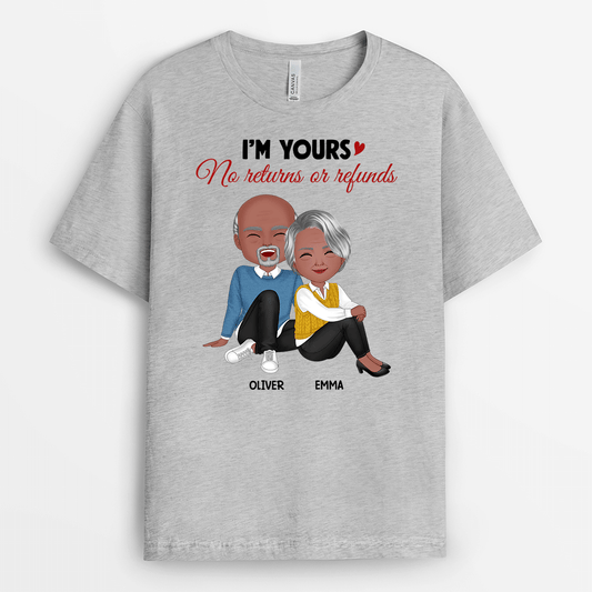 1533AUK2 personalised im yours no returns t shirt