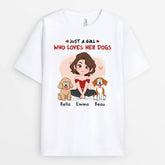 1537AUK1 personalised just a girl who loves her dogs t shirt