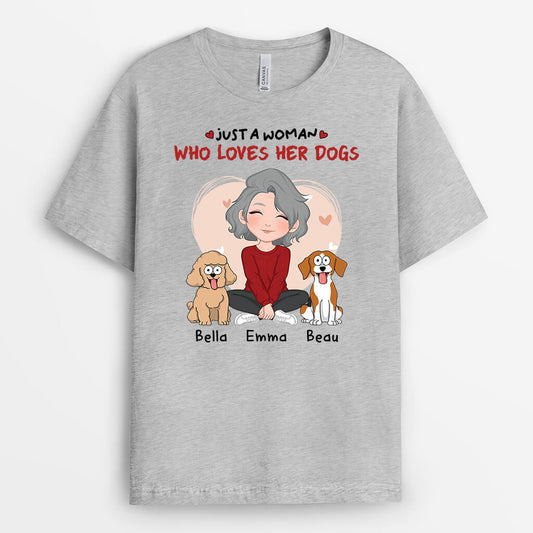 1537AUK2 personalised just a girl who loves her dogs t shirt