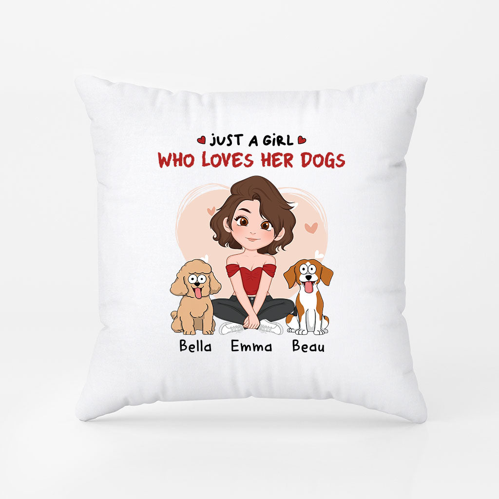 1537PUS1 custom dog gifts for women just a girl who loves her dogs pillow 1537PKV8D