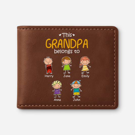 1551JUS1 personalized leather wallet grandpa gifts this grandpa belongs to 1551JKN5B