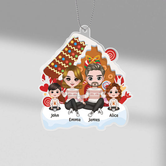 1558OUK1 personalised cute family sitting christmas ornament