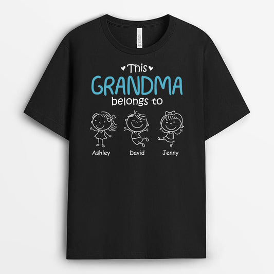1617AUK1 personalised this grandma belongs to t shirt
