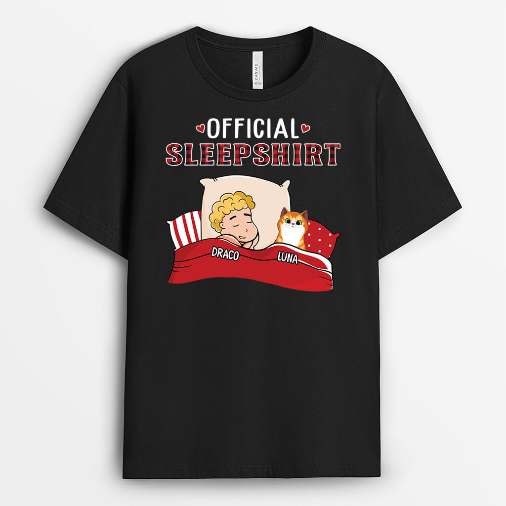 1622AUK1 personalised official sleepshirt with cat t shirt
