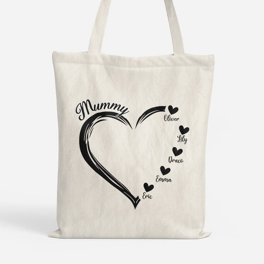 1686BUK1 mummys nannys heart personalised tote bags uk