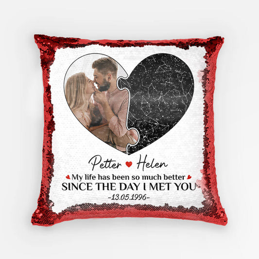 1766PUK1 personalised since the day i met you sequin pillow