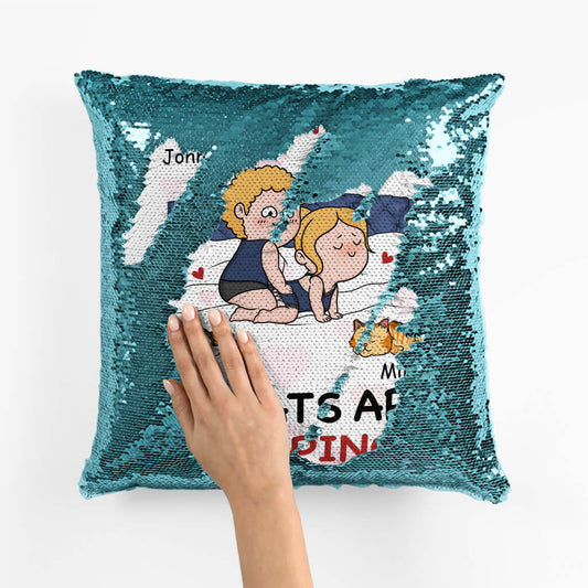 1771PUK2 personalised my cats are sleeping sequin pillow