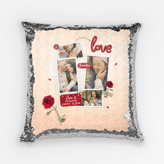1781PUK1 personalised names favourite photo album sequin pillow