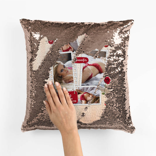 1781PUK2 personalised names favourite photo album sequin pillow