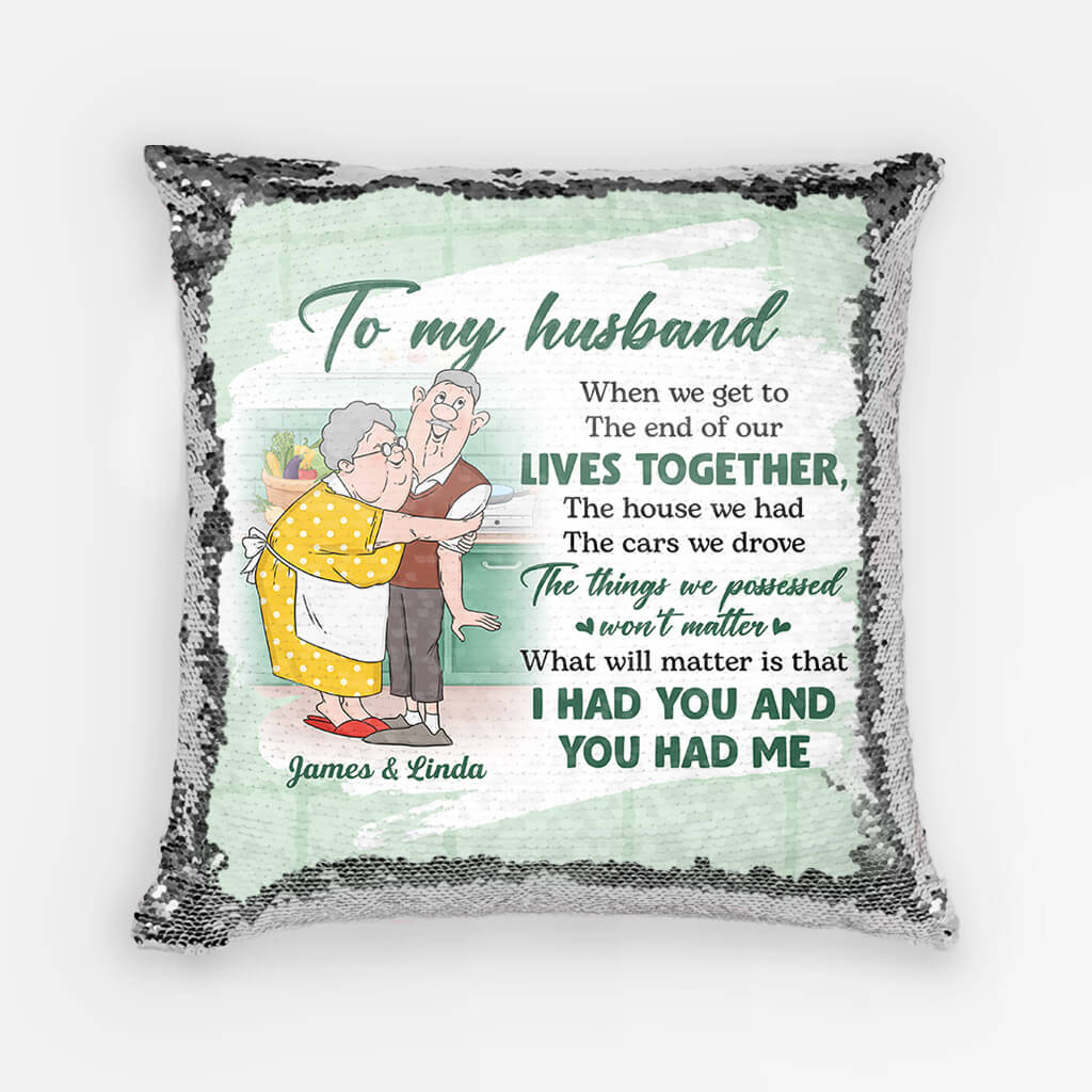 1797PUK1 personalised to my husband sequin pillow