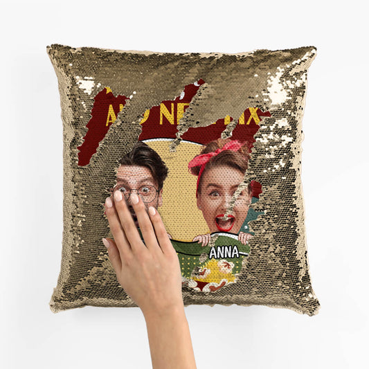 1800PUK2 personalised you me and netflix sequin pillow