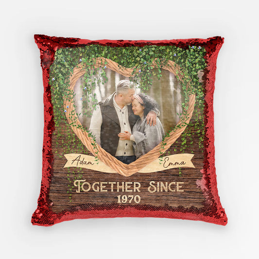 1812PUK1 personalised together since sequin pillow