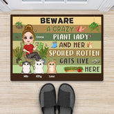 1856DUK2 personalised beware a crazy plant lady doormat