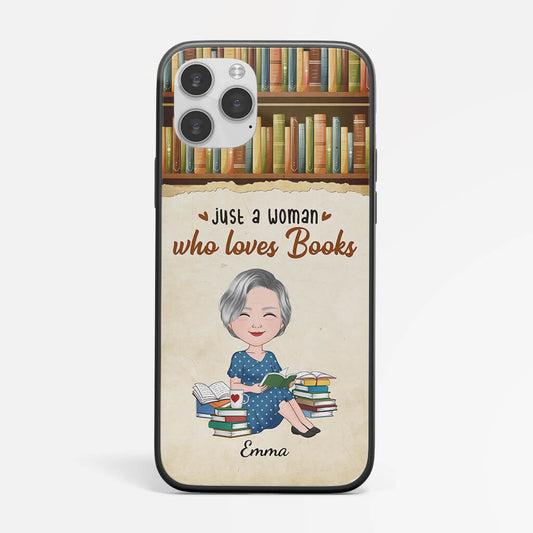 1865FUK2 personalised just a woman who loves books phone case