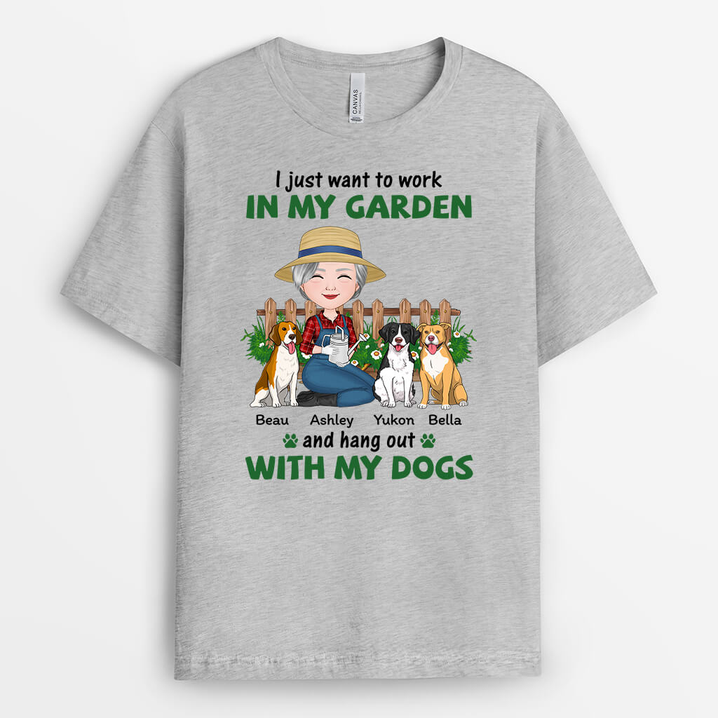1885AUK2 personalised just want to work in my garden t shirt