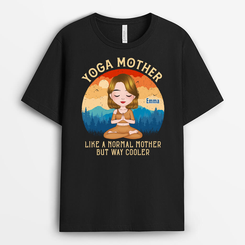 1886AUK1 personalised yoga mummy t shirt