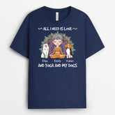 1900AUK2 personalised love and yoga and my dogs t shirt