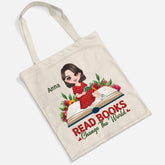 1910BUK2 personalised read books change the world tote bag