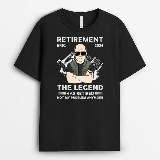 2038AUK1 personalised retirement the legend has retired from company t shirt