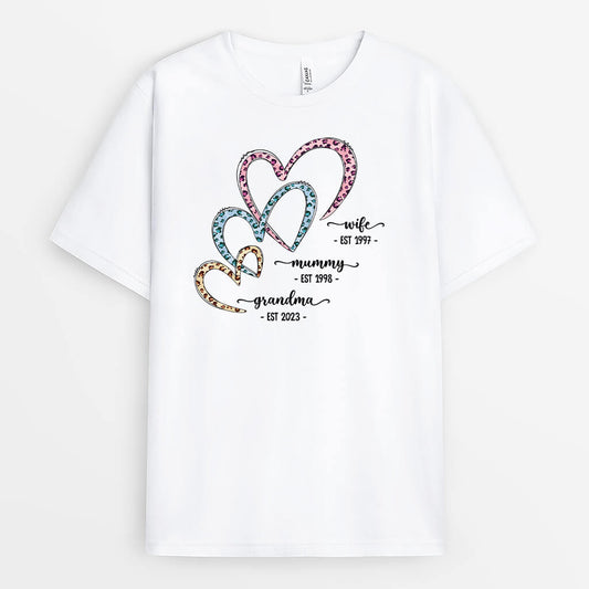 2128AUK1 personalised best wife mummy grandma with heart t shirt