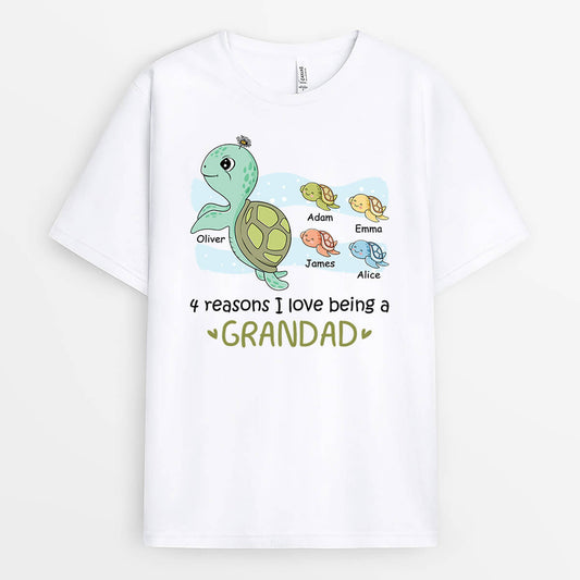 2129AUK2 personalised four reasons i love being a grandad t shirt