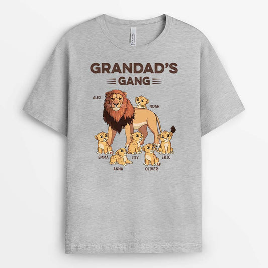 2137AUK2 personalised dad grandads lion gang t shirt