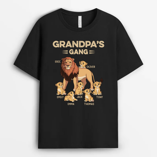 2137AUS1 personalised best daddy grandpas lion gang t shirt