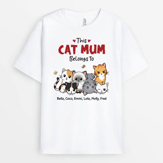 2165AUK1 personalised this best cat mum belongs to t shirt
