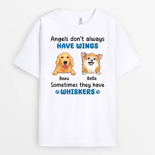 2176AUK1 personalised angels dont always have wings dog t shirt