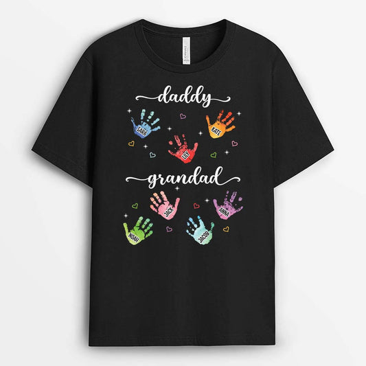 2194UK2 personalised mum grandma with kids hand print t shirt