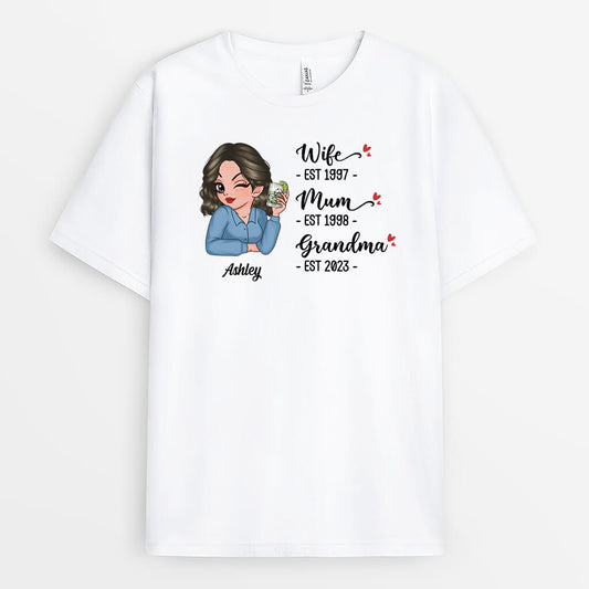 2226AUK1 personalised wife mummy grandma t shirt