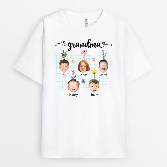 2239AUS1 personalized mama kids flowers and butterflies t shirt