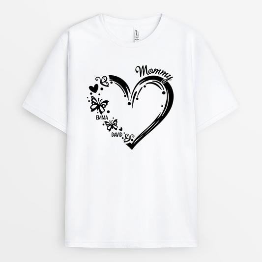 2240AUS1 Personalized Mama Heart And Butterflies T shirt 2240A