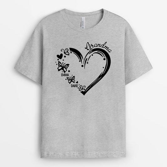 2240AUS2 Personalized Mama Heart And Butterflies T shirt 2240A