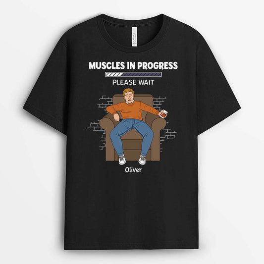 2284AUK1 personalised muscles are in progress please wait t shirt