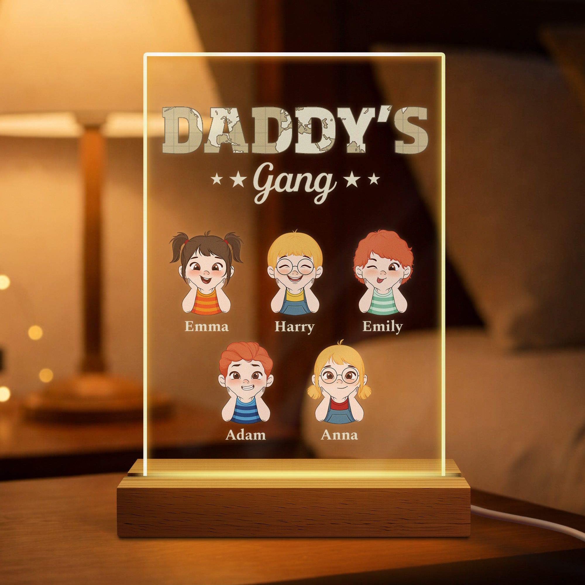 2317LUK1 personalised daddy gang night light with kids names for dadgrandad 2317lcl0b