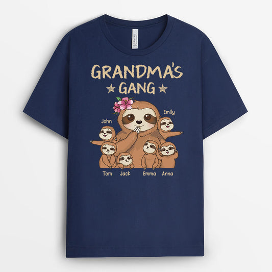 2395AUK3 personalised dads grandads gang sloth t shirt