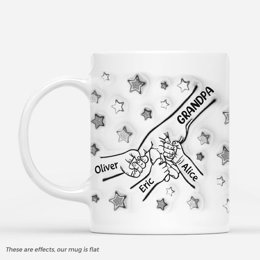 2410MUS1 personalized daddy fist bump with kids and stars mug