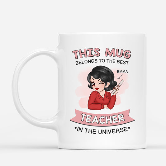 2478MUK1 personalised this belongs to the best teacher in the universe mug_0cd76cf8 359b 484d b3b0 2c5511248fae