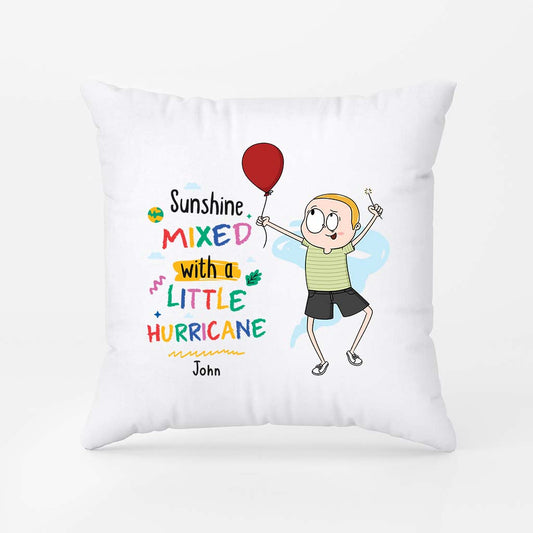 2600PUK2 sunshine mixed with a little hurricane personalised pillow for kids