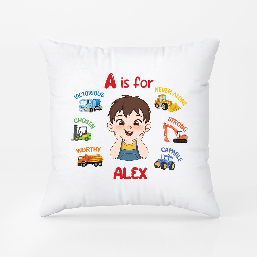 2620PUK1 learning alphabet name personalised pillow for kids