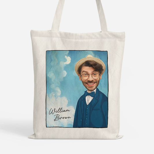 2629BUK1 a mans face personalised printed tote bags for art lovers
