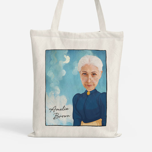 2629BUK1 a womans face personalised tote bags uk for art lovers