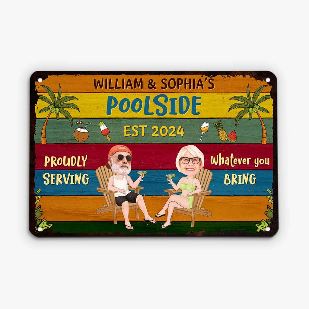 2631EUK2 backyard bar and grill customised metal sign for couple and family